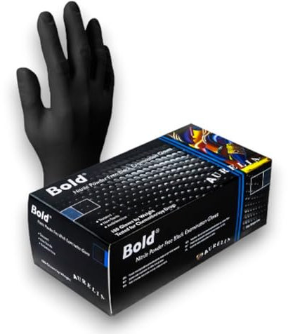 Generic 100 Black Bold Nitrile Gloves - Premium Strength, Latex-Free, Powder-Free - Ideal for Cleaning, Tattooing, Hairdressing, Automotive and More (Small)
