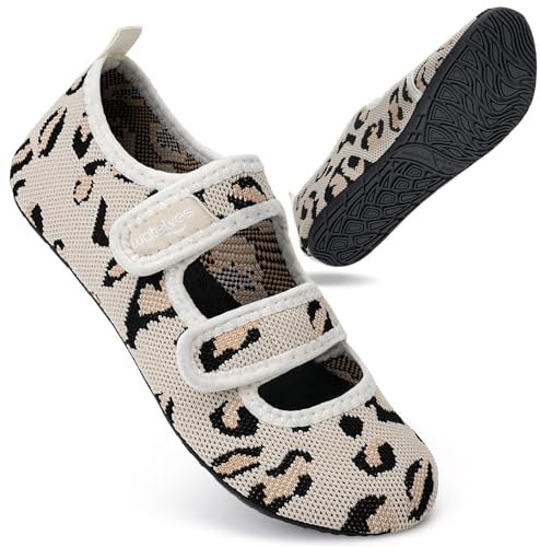 WateLves Water Shoes Barefoot Shoes Mens Women Beach Socks Aqua Swim Swimming sea Pool(Leopard Light Brown 6/7)
