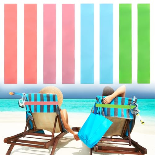 Niuoppy Lot de 8 bandes élastiques pour serviette de plage, meilleurs clips pour serviette de chaise de plage, porte-serviette de plage pour chaise (vert, rose pâle, bleu pâle, orange, 0,4 mm