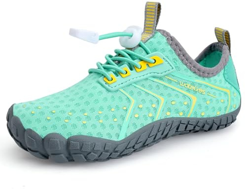 WateLves Barfußschuhe Kinder Barfussschuhe Wasserschuhe Junge Mädchen Badeschuhe Barfuß Schuhe Schwimmschuhe Aquaschuhe Schnell Trocknend Strandschuhe rutschfeste（Türkis Grau 35