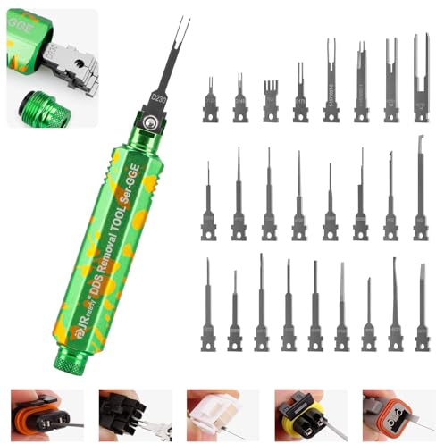 JRready ST5352-02 Entriegelungswerkzeug Upgraded Terminal Removal Tool Mit 1 Griffe Zur Lagerung & 26 Tipps Für Den Austausch Auspinwerkzeug Kfz Stecker Kit Für Deutsch AMP TE Molex JST JPT Harting