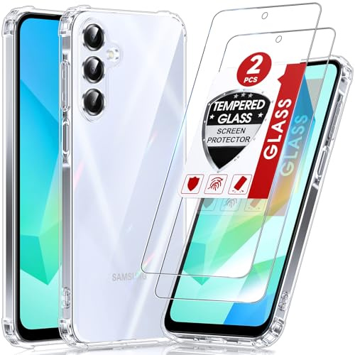 LeYi Funda para Samsung Galaxy A16/A 16 4G/5G con [2-Unidades] Cristal Templado, Carcasa Armor Silicona Soft Skin TPU Case Antigolpes Cover, Transparente
