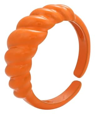 Ring Ringe Damen Bijouterie Herren Trendy Handbemalte Bonbonfarbene, Tropfende Ölringe Aus Gedrehtem Seil Für Damen, Mehrfarbig, Unregelmäßige Offene Ringe, Schmuck, Orange