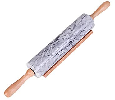 Mattarello in Marmo Manico in Legno Antiaderente Impasto per Pizza Mattarello per Pasta Mattarello con Supporto in Legno per Involucro di Gnocchi Fondente Cottura Utensile da Cucina Rotolamento