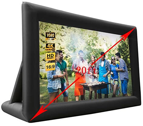 XMWOEIX Projector Screen, 14FT 16FT 20FT Inflatable Movie Screen Outdoor Projector Movies Screen With Carrying Bag For Home Theater Camping Events HD Blow Up Movie Screen(14feet set)