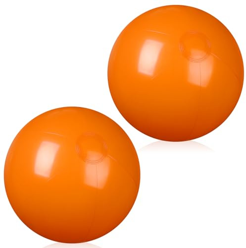 kymqlyw 2 Pcs Inflatable Beach Ball 24 inch Swimming Pool Balls Summer Outdoor Decor Ball Ornaments Floatable Ball for Swimming Pool Birthday Party Supplies (Orange)
