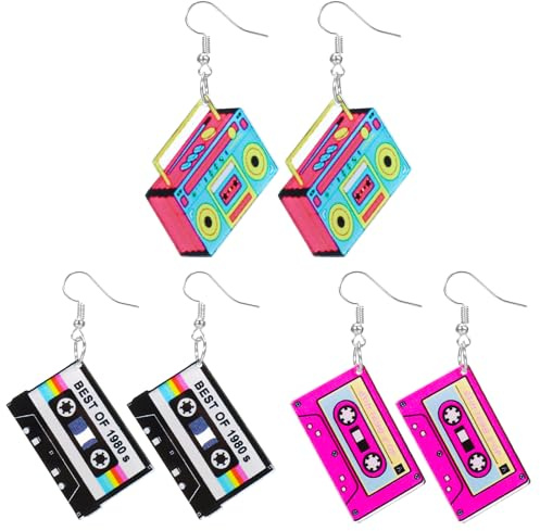 BOHUIZ 3-pack av retro kassettstil örhängen
