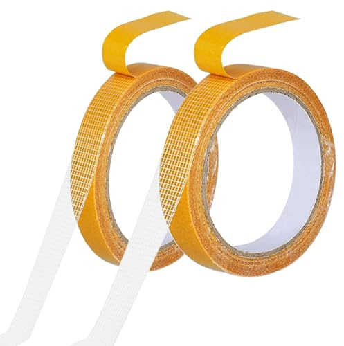 ZhanshuidefaQ 2 Rolls Double Sided Fabric Tape 20m Heavy Duty Carpet Tape Transparent Thin Hem Tapes Multipurpose Adhesive Mounting Tapes for Fixing Clothes Rug Carpet Floor Mat Art DIY Crafts ﻿