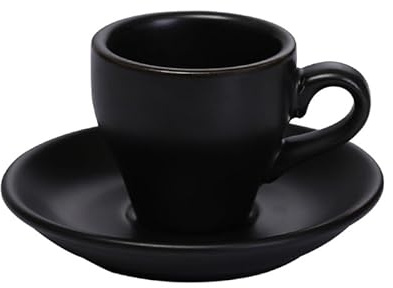 TroHollis Tazzine Caffe,Tazzine Caffe con Piattino Tazza da caffè Espresso Nera da 80 ml, Set Professionale da caffè e Piatto in Porcellana, Bicchiere da caffè, Latte e tè(all Black)