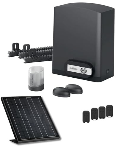 Avidsen Orea 550 Motorisation Solaire pour Portail Coulissant 500 kg | Portail ≤8 m/500 kg; solaire 24 V; 4 m crémaillère; 4 télécommandes; non connecté