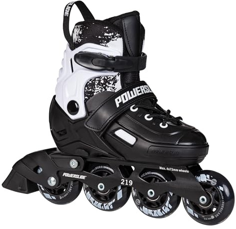 Powerslide Inline Skates Khaan Junior SQD Black - größenverstellbare Inliner für Mädchen und Jungen - Skates Schwarz/Weiß