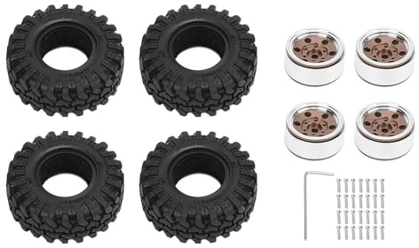 RiToEasysports Wheel Rim, Aluminum Alloy with Tires 6 Holes RC Beadlock Wheel Hub for 1/24 RC Crawler Car (Bronze)