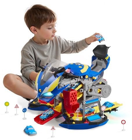 VEVOR Giocattolo Motore per Moto, Giochi Meccanici 25 Pezzi con Parti Rimovibili, Luci e Suoni, Simulazione di Guida e Corsa in Pista, Set Officina Meccanica per Bambini, Colore Blu