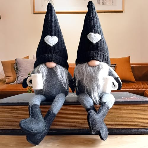 Lotvic Kaffee Wichtel Deko Wichtel, 2 Stück Kaffee Gonks Gnomes Plüsch Puppe, Handgemachte Plüsch Kaffe Zwerge, Kaffeeliebhaber Geschenke für Cafe Küche Home Office Dekorationen