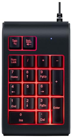 Uonlytech Mini Clavier Numérique USB Filaire Noir, Rétroéclairage 3 Couleurs RGB Réglable, Compact et Mécanique, Clavier Portable pour Ordinateur Portable, Pavé Numérique Ergonomique