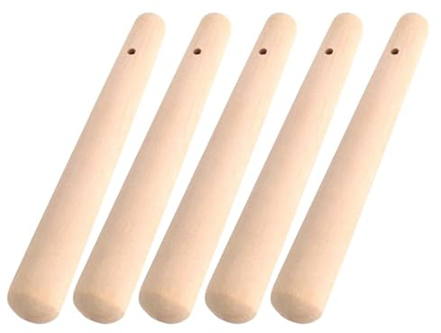 EXAOMBLE Pestello di Legno Set 5 Pezzi, Bastoncini per Macinazione Alimenti Ergonomici in Legno Naturale, Utensili da Cucina per Puree, Salse e Creme, Pratici per Uso Domestico