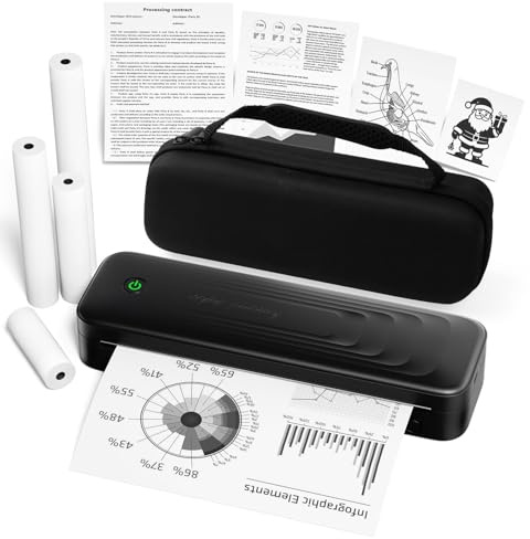 TATTMUSE Imprimante Thermique A4, imprimante Mobile A4 pour Voyage, imprimante Portable Bluetooth pour véhicules, Bureau, Maison, école, Compatible avec iOS, Android, Ordinateur Portable
