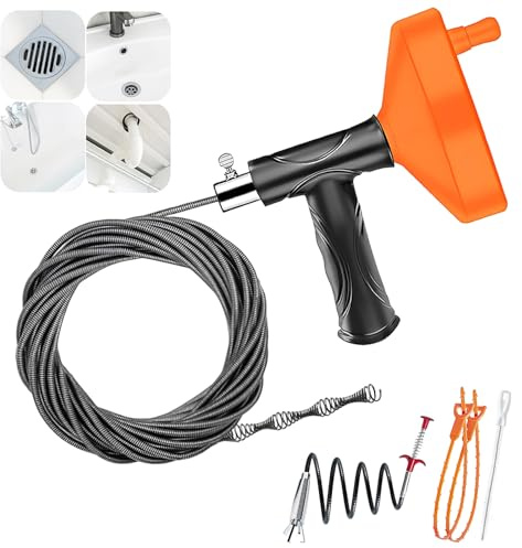 Desatascador Tuberias Profesional 10M,Flexible Espiral Desatascar Tuberias,Alambre Desatascador Fregadero para Fregaderos de Focina,Baños y Duchas,Lote de 5 Espirales de Limpieza
