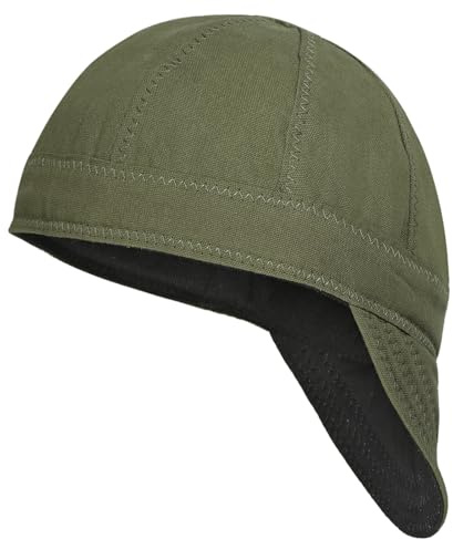 sourcing map Reversible Welding Cap, 7 3/8(187mm) ID 8 Panel Protective Welder Hat for Men Women Safety Protection While Welding, Green