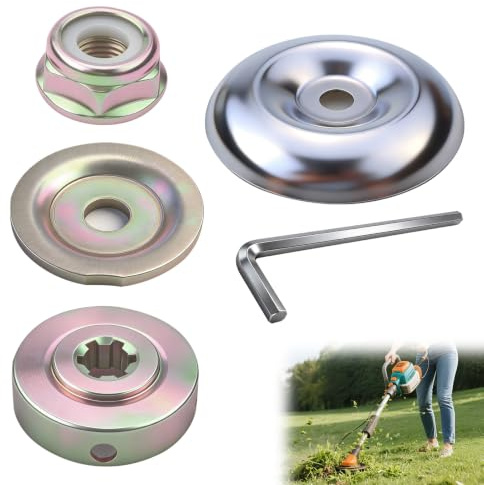 Kit de Tuerca para Cabezal Desbrozadora 5 Piezas para Desbrozadora | Accesorios Desbrozadora con Tuerca Cuchilla M10LH, Placa, Cubierta, Llave L, Piezas Repuesto Cortacésped y Jardín