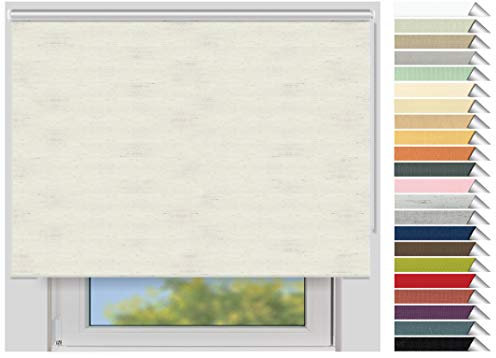 EFIXS Thermorollo Maxi - Rollos nach Maß - 32 mm Rollowelle - Stoffbreite bis 250 cm, Höhe bis 300 cm - Hier: bis 190 cm x bis 150 cm (BxH) - leinen (063) - mit & ohne Bohren