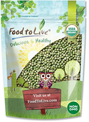 Food to Live Organic Whole Dried Green Peas, 2 Pounds – Non-GMO, Green Vatana, Sproutable, Vegan, Kosher, Bulk. Pre-Soak Needed. Rich in Protein, Fiber. Great for Green Curry, Stews, Salads, Pea Soup