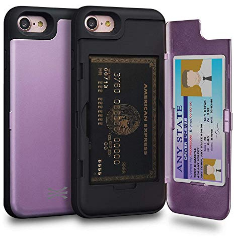 TORU CX PRO für iPhone SE (2022) / iPhone SE (2020) / iPhone 8 / iPhone 7 Hülle Wallet | Stoßfeste Schutzhülle mit verstecktem Kartenhalter und Kartenfach | Spiegel inklusive - Lila