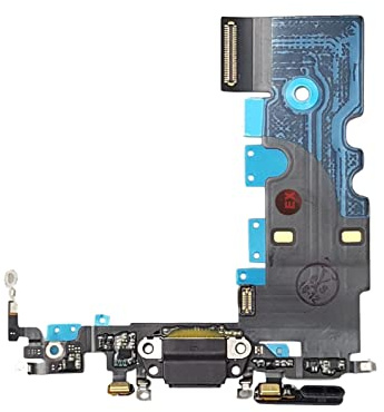 Smartex® Charging Port Flex cable compatible with iPhone 8 Black – Dock Connector + flex cable for Microphone and Antenna
