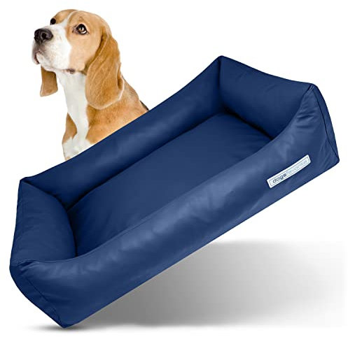 dogsfavorite Hunde-Bett - waschbares Hundekörbchen - hochwertiges Hundesofa - gelenkschonendes Hundekissen - robuste Hundematte - Hundekorb - dunkelblau Marine - Gr. L 115 x 85 cm