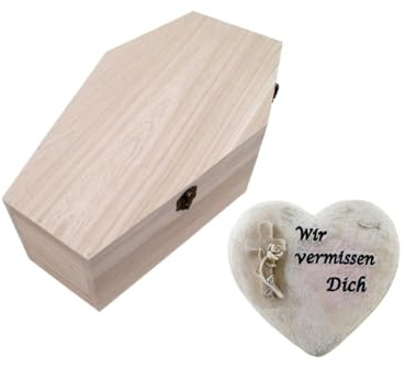 Haustiersarg aus Holz P-747 Gr. 3XL + Grabschmuck
