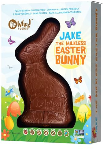Jake the Milkless Bunny – Solid Milkless Chocolate Bunny (1 Bunny) – Easter – Vegan, Allergy-Friendly, Kosher – Dairy Free, Peanut & Tree Nut Free, Egg, Soy, Gluten & Sesame Free – No Artificial Colors or Flavors – Top 9 Allergen Free – No Whey! Foods