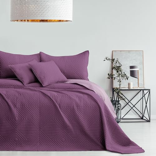 AmeliaHome Copriletto viola lilla 170 x 210 copriletto double face trapuntato Ultrasonic poliestere Softa