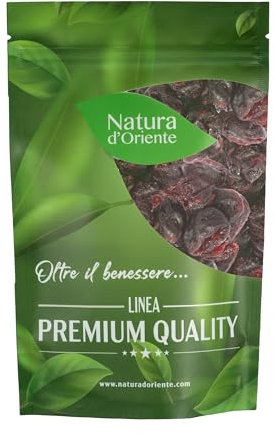 NATURA D’ORIENTE Amarene Essiccate 250g – Addolcite con Succo di Mela – Frutta Essiccata Senza Zuccheri Aggiunti – Origine Serbia