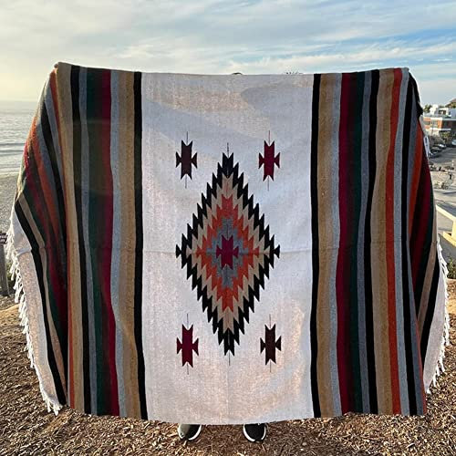 Stranddecke, mexikanische Decken, Mandala-Wandteppich, Strandtuch oder Picknicküberwurf, Raumdekoration, Boho-Überwurfdecken für Strand, Camping, Picknick im Freien Diamond 2# White 160 x 215-1200g