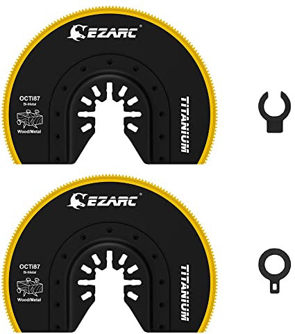 EZARC Cuchillas multiherramienta oscilantes de titanio, 2 hojas de sierra oscilante semicircular de corte al ras para cortar tornillos de clavos de metal de madera