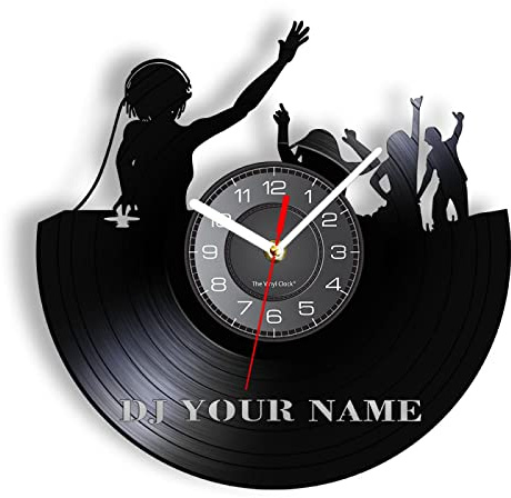 Guang trading Vintag Decoracion 30 Cm Reloj de Pared de Disco de Vinilo para Fiesta de música de DJ Personalizado, Relojes de Arte de Pared para Estudio de música, Regalo de DJ Personalizado