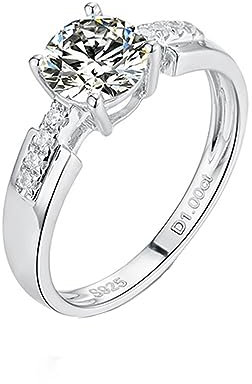 AMDXD Eheringe Echtes Moissanite, Solitärring Weißgold Au585 14 Karat 4 Klaue 1CT Moissanite Diamantring Weiß, Gr.65 (20.7)