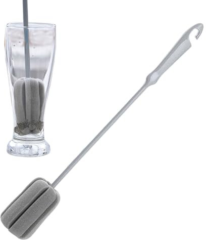 Lambo Spazzola per la pulizia delle bottiglie d'acqua – Spazzola per il lavaggio delle bottiglie con manico lungo, spazzola per la pulizia con testa in spugna e design di sospensione, detergente per