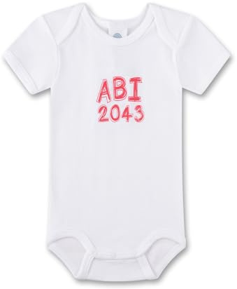 Sanetta Baby-Body Weiß | Hochwertiger und nachhaltiger Body für Babys aus Bio-Baumwolle. Kurzarm Body mit Wording 'ABI 2043' | Baby Body