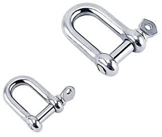 Grillete en D, Anillo en D de acero inoxidable, Mosquetón con grapas de acero inoxidable 304 Cierre de grillete en forma de D for llavero Llavero Gancho Tornillo Conector de junta Hebilla Barco Marino