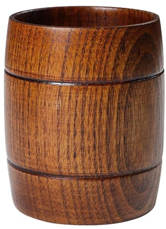 Wooden Cup, Wooden Beer Mug, Japanese Simple Classical 330ml Barrel Shaped Teacup for Coffee, Milk, Restaurant