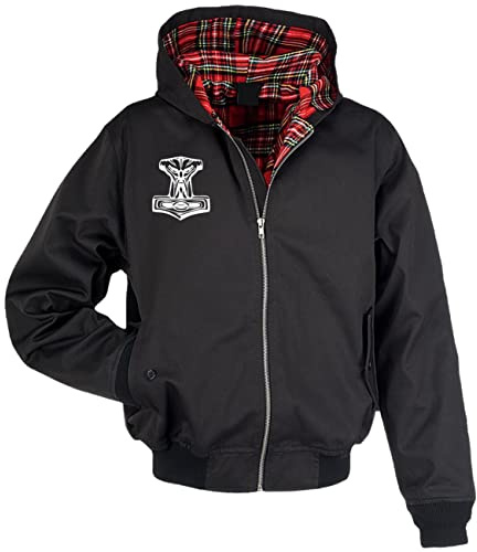 SONS OF ODIN Herren Harrington Jacke mit Kapuze Letzte Ausfahrt Walhalla Wikinger Tour Biker