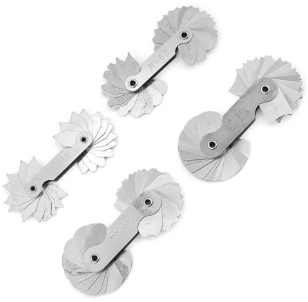4 Stück Radiusmessgeräte, R0,3-1,5/R1-6,5/R7-14,5/R15-25 Edelstahl-Radius-Filetmessgerät-Messwerkzeug