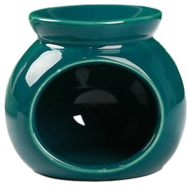Doftlampa för eteriska oljor, aromalampa gjord av keramisk diffusor, elegant doftlampa, värmeljus för doftvax och doftoljelampa, arombrännare för sovmedel avslappning meditation används, påfågelgrön