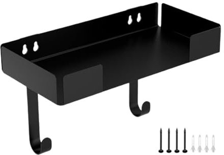 Smileshiney Eisenhalter zur Wandmontage, Bügelbrettaufhänger,Schicker, schwebender Bügelbretthalter aus schwarzem Edelstahl | Aufbewahrungszubehör für Waschküche, Badezimmer, großer Bügelbretthalter