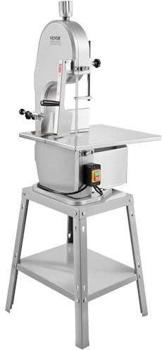 VEVOR Segaossa a Nastro Elettrica Commerciale per Carne 1800W, Banco da Lavoro 380x485mm, Macchina per Tagliare Ossa da Terra Taglierina per Carne con Lama per Costolette di Maiale Uso Commerciale