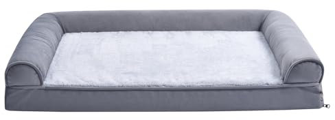 Amazon Basics Canapé en Mousse pour Chien Animal de Compagnie avec Housse Amovible, Gris, 91 x 69 x 17 cm (L x W x H)