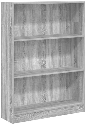 vidaXL Bücherregal, Bücherschrank Regal mit Stauraum, Standregal für Wohnzimmer Büro, Büroregal Aktenregal Aufbewahrungsregal, Grau Sonoma Holzwerkstoff