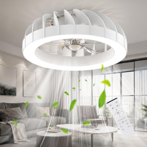 Ateroll Ventilateur Plafond avec Lumiere Ø40,64 cm, 3000K-4000K-6500K+RGB, 6 Vitesses de Ventilation Réglables avec Télécommande, Minuterie, Mémoire de Lumière, Ventilateur Réversible