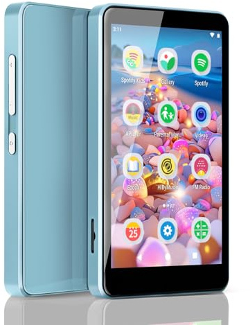 MP3 Player for Kids with Spotify, Parental Controls, Spotify Kids, Audible, Amazon Music, Libby, 4.0 IPS Kids MP4 Music Player Up to 512GB (Light Blue)
